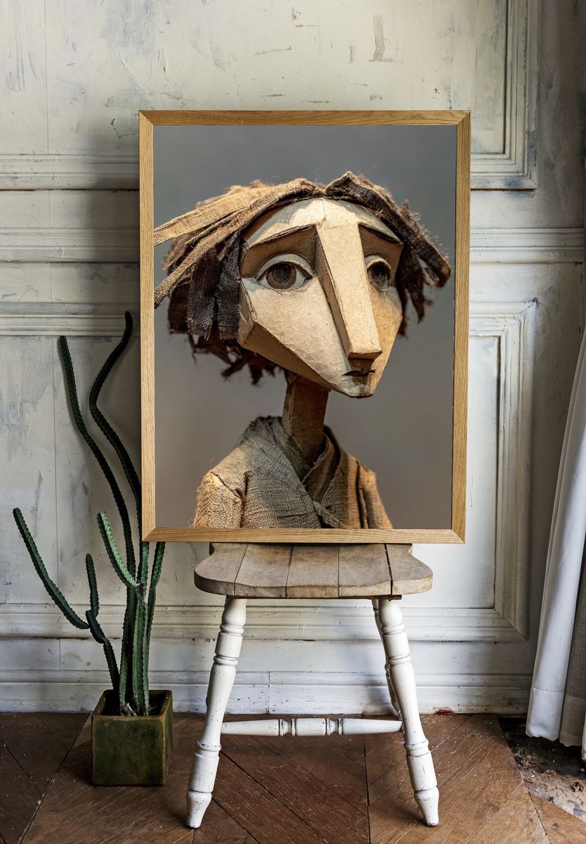 Paper Puppet Portrait Print. — room view 1
