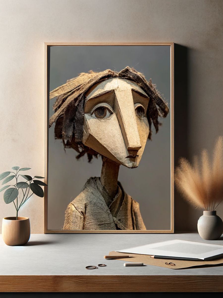 Paper Puppet Portrait Print. — room view 2