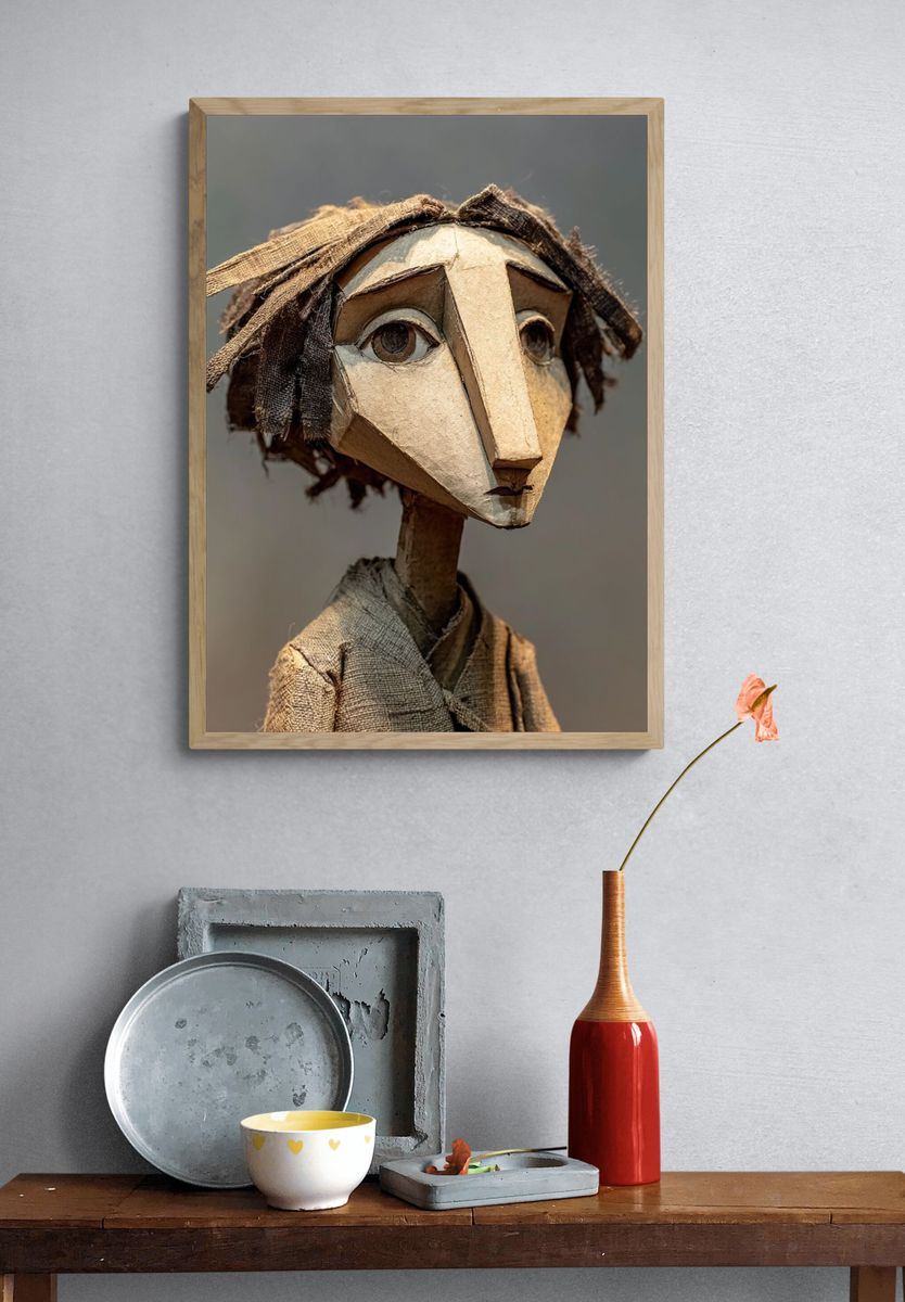 Paper Puppet Portrait Print. — room view 3