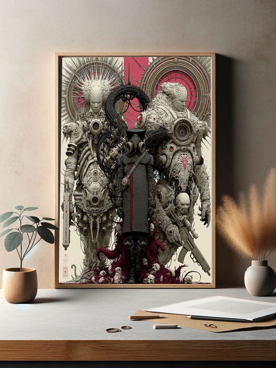 Surreal Cyberpunk Guardians Print. — room view 2