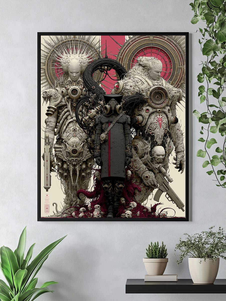 Surreal Cyberpunk Guardians Print. — room view 4