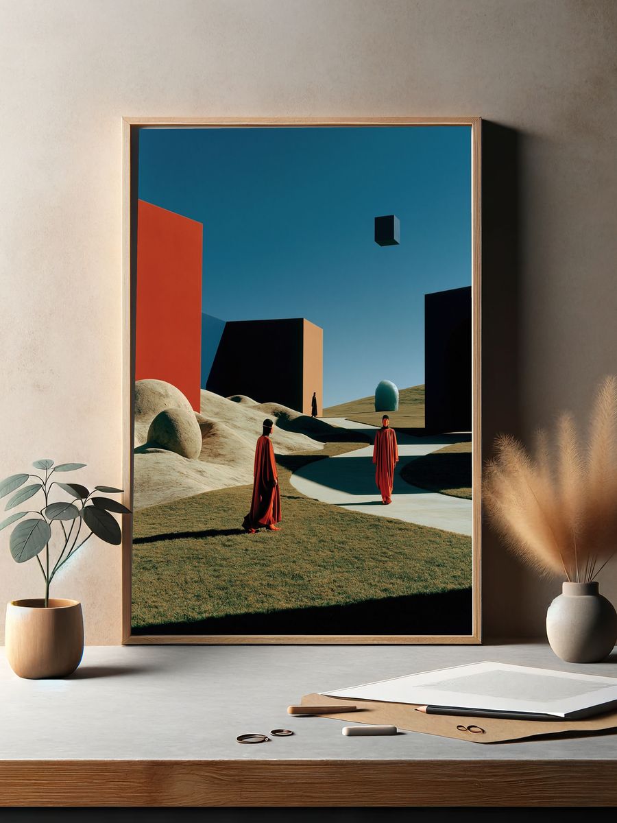 Surreal Desert Geometry Print. — room view 2