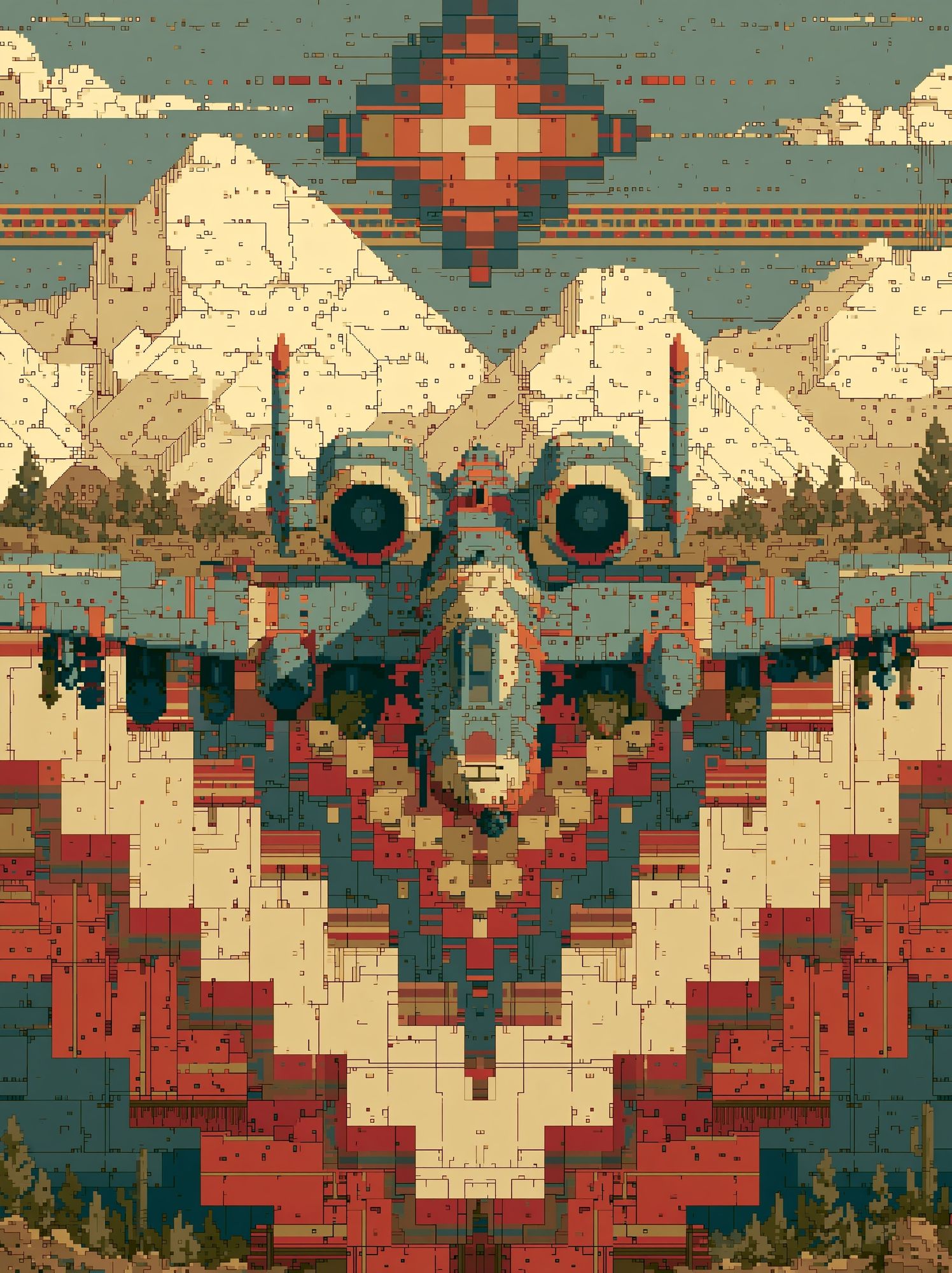 Pixel Totem Mountain Poster. poster detail