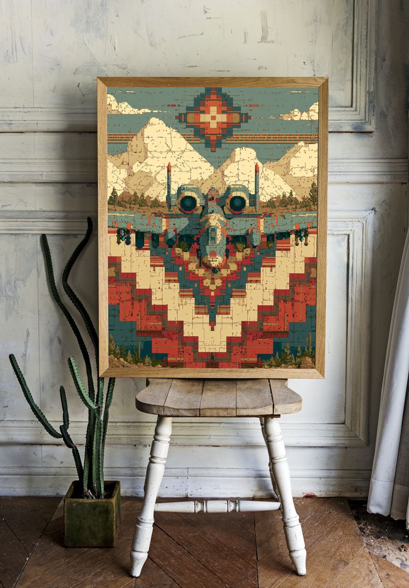 Pixel Totem Mountain Poster. — room view 1
