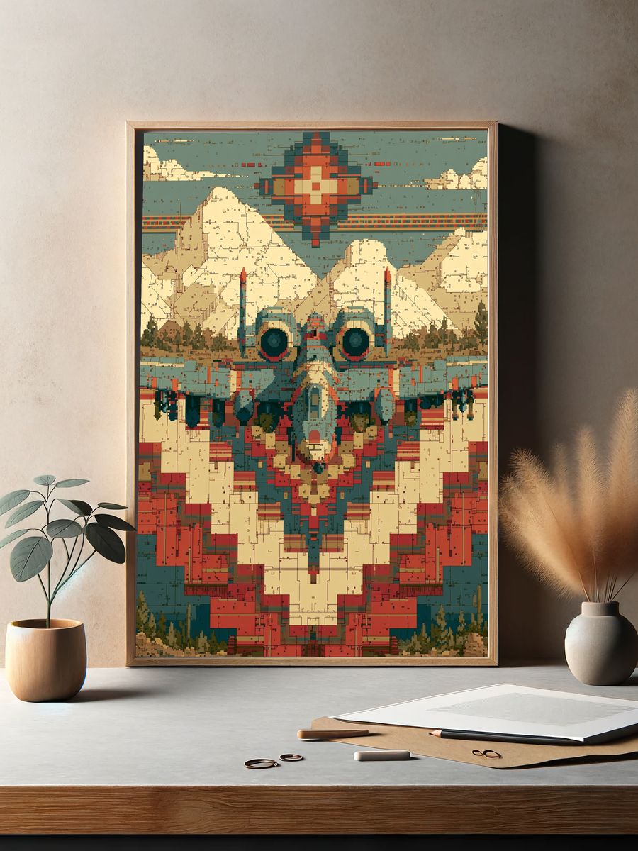 Pixel Totem Mountain Poster. — room view 2