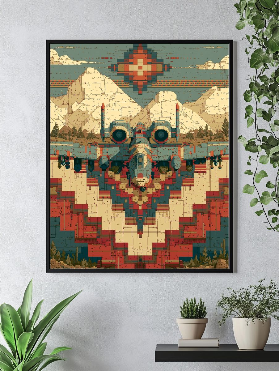 Pixel Totem Mountain Poster. — room view 4