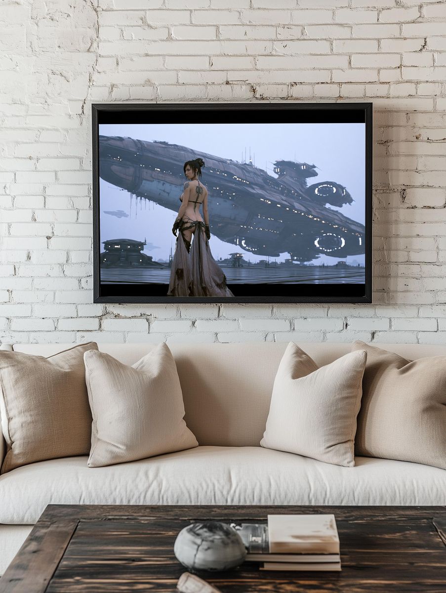 Sci-Fi Woman and Starship Poster. — room view 1