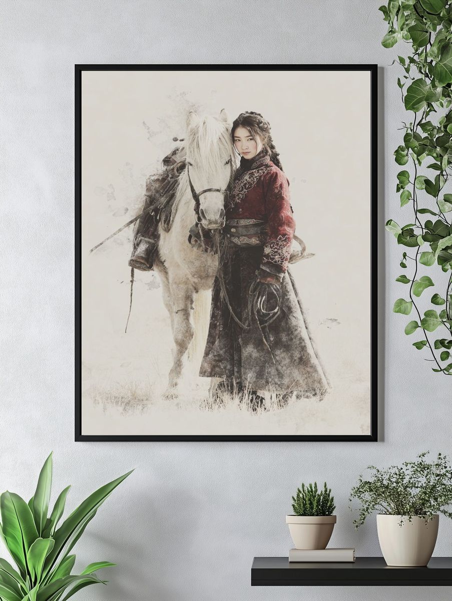 Horse and Woman Watercolor Print. — room view 4