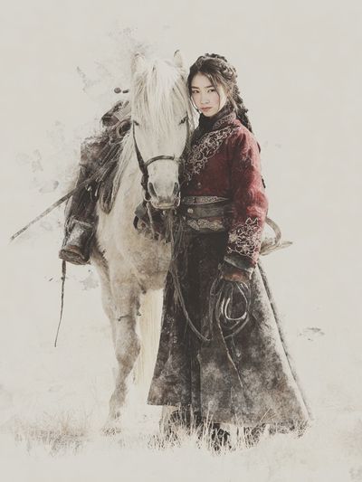 Horse and Woman Watercolor Print. poster print