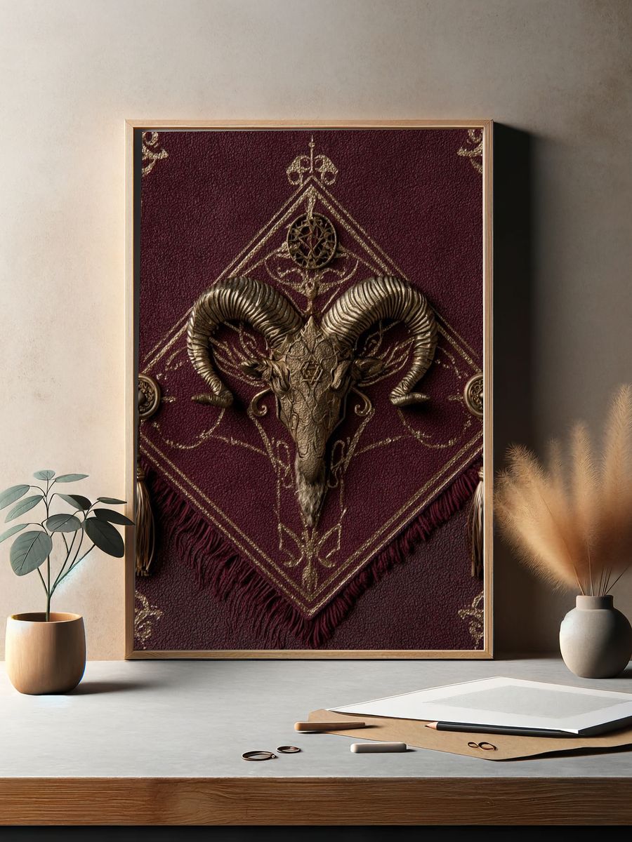 Ram Skull Gothic Illustration Poster. — room view 2