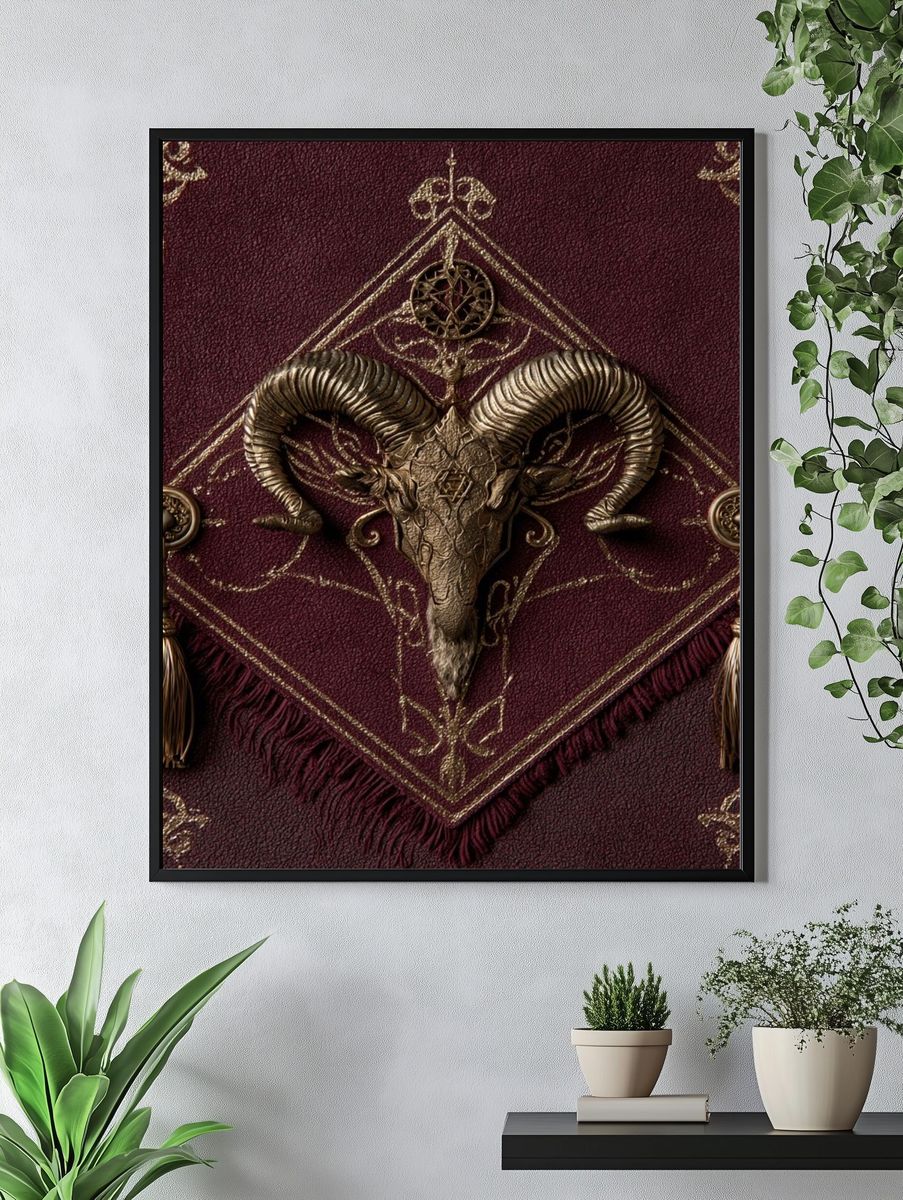 Ram Skull Gothic Illustration Poster. — room view 4