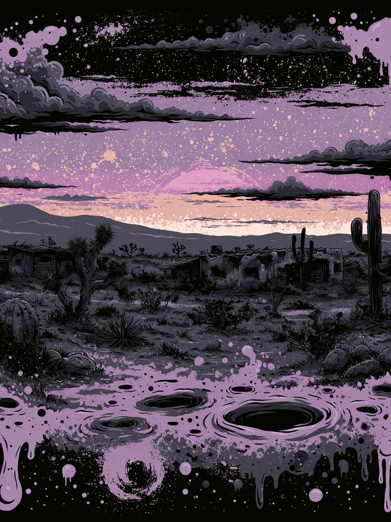 Desert Sunset Surreal Print. poster — illustration art