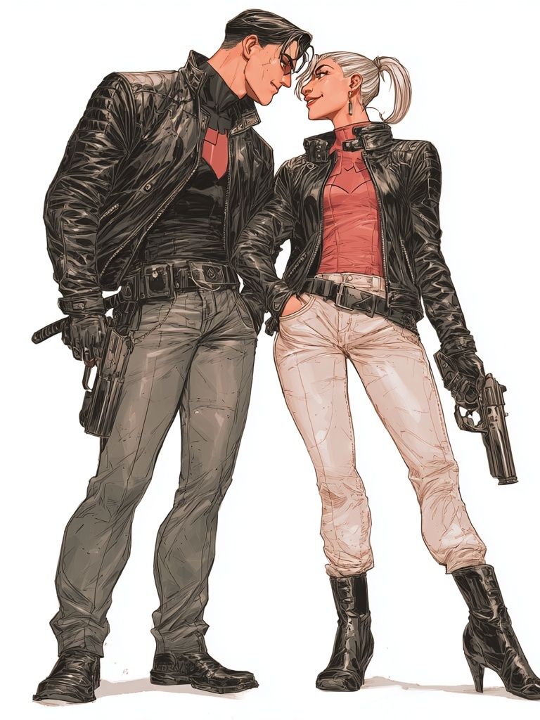 Action Couple Illustration Poster. poster detail