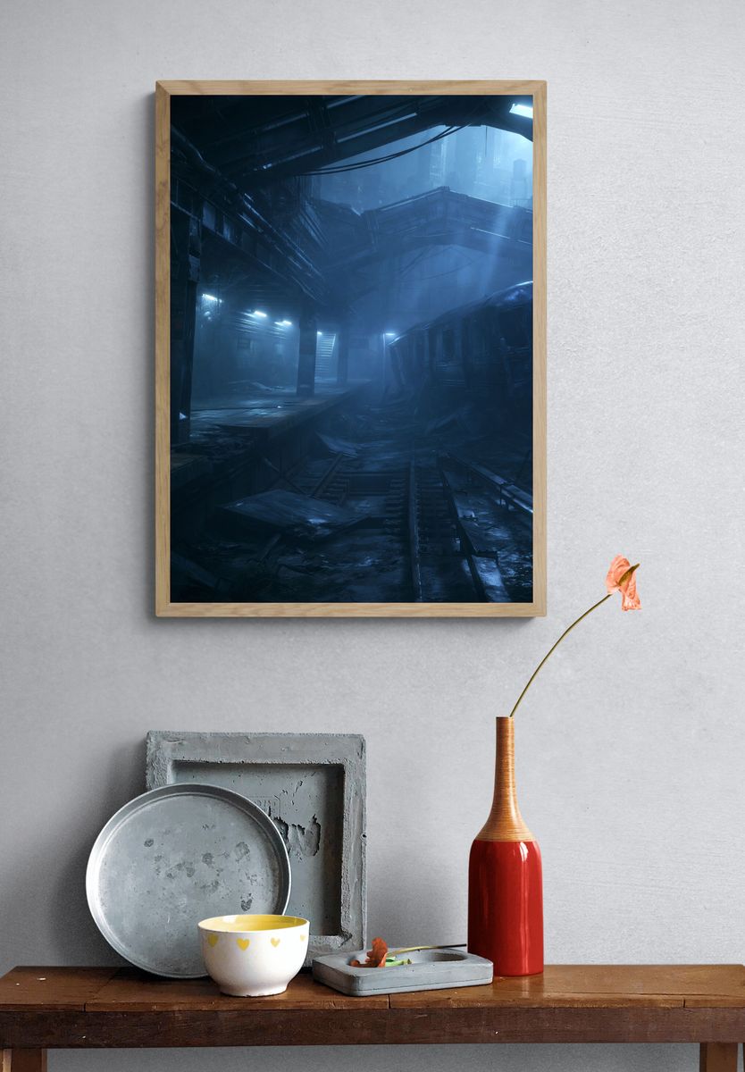 Abandoned Subway Station Sci-Fi Print. — room view 3
