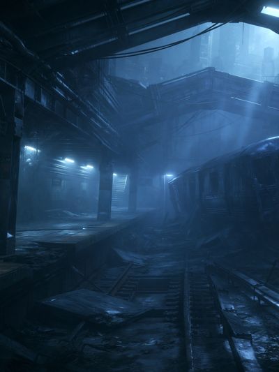Abandoned Subway Station Sci-Fi Print. poster print