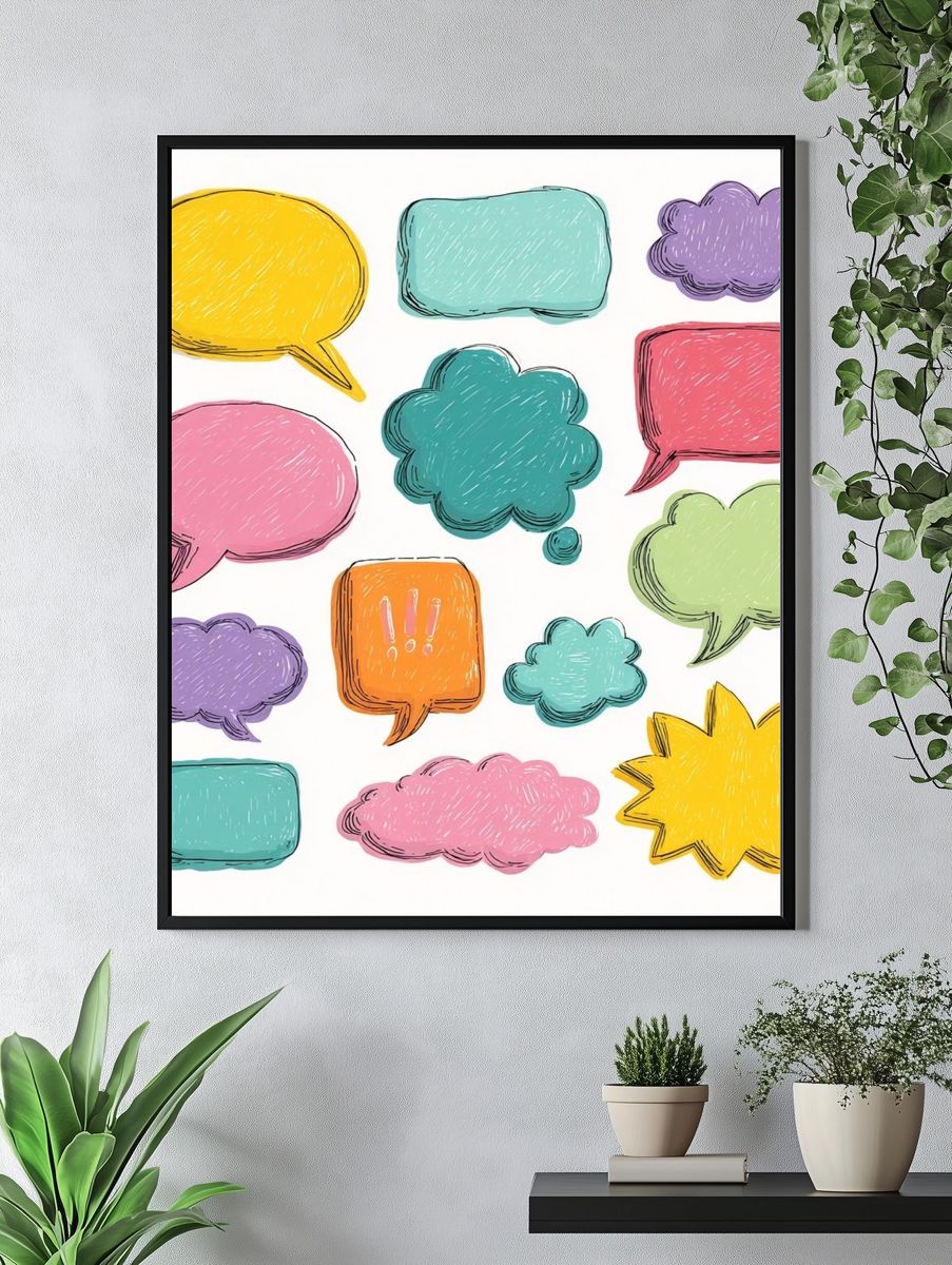 Colorful Speech Bubbles Illustration Poster. — room view 4