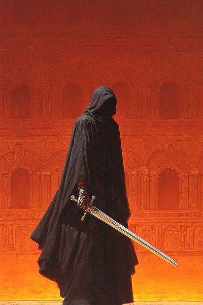 Dark Cloaked Warrior Illustration Poster. poster print