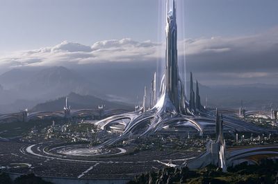 Futuristic Citadel Landscape Print. poster print