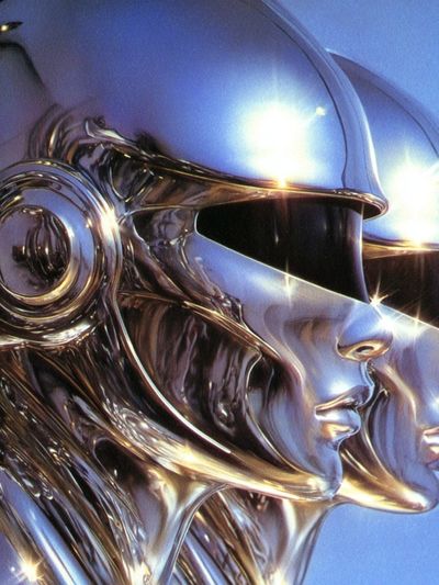 Chrome Futurist Helmet Poster. poster