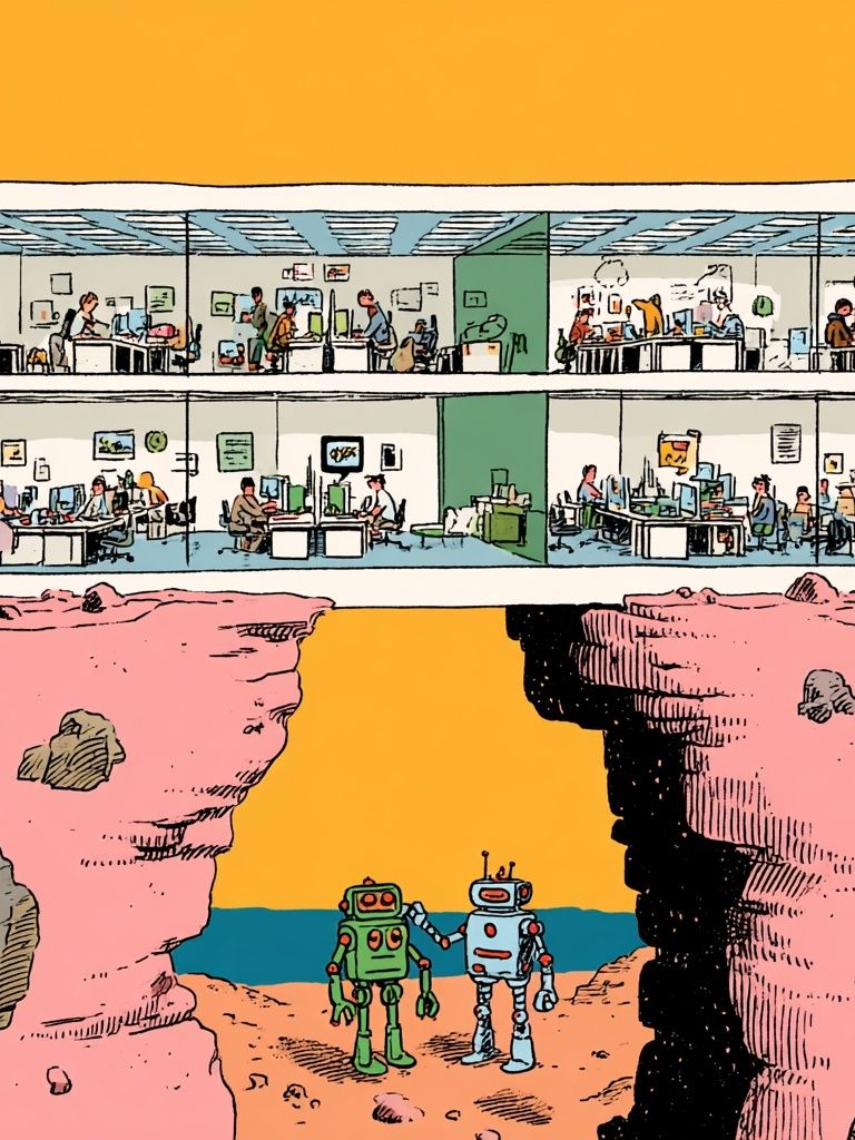 Retro Office Robots Poster. poster — illustration art