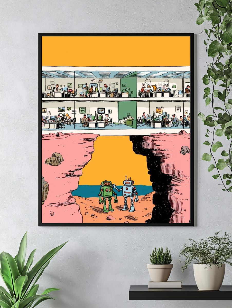 Retro Office Robots Poster. — room view 4