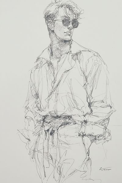 Sunglasses Portrait Sketch Print. poster