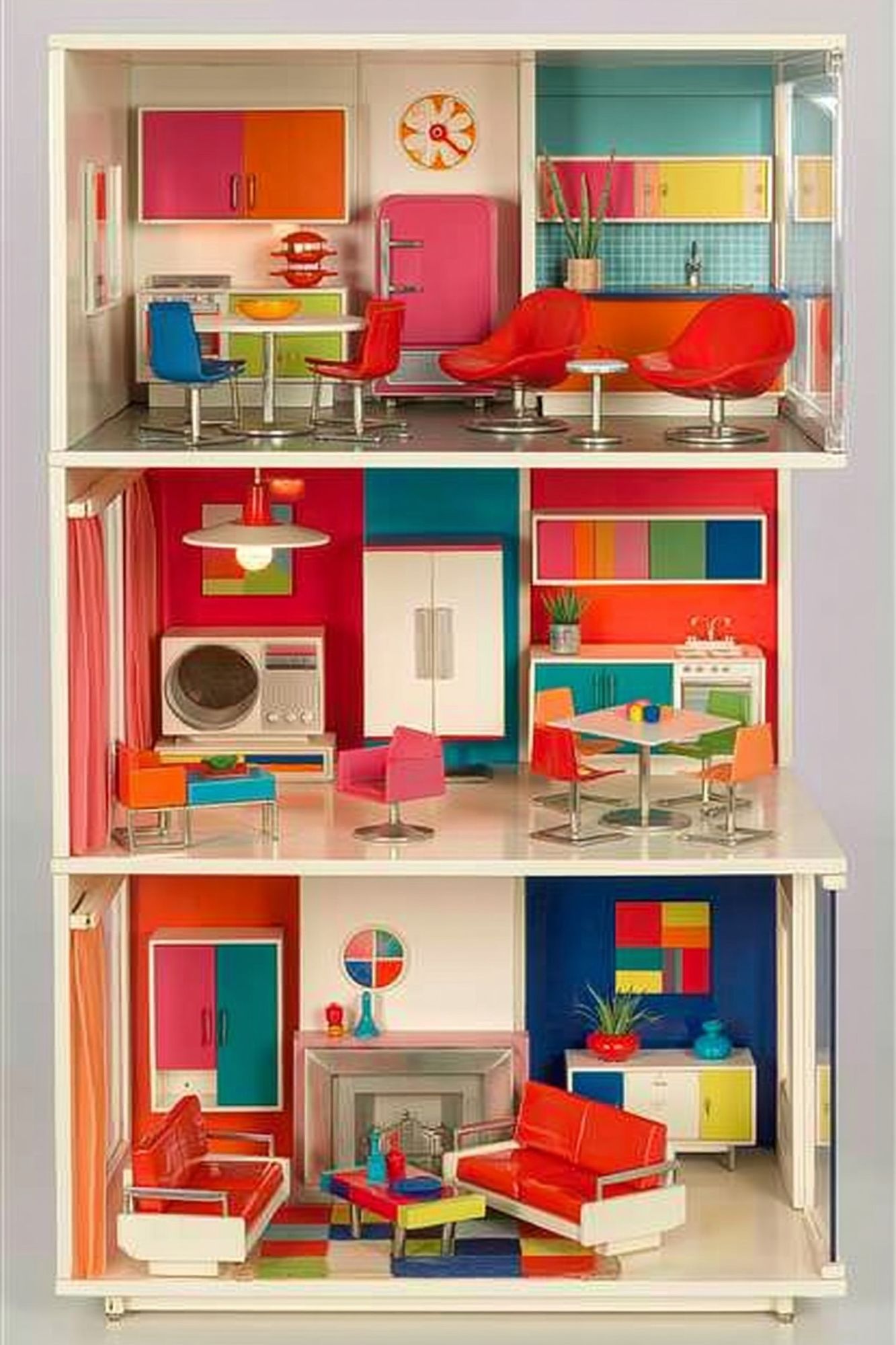 Colorful Dollhouse Interior Poster. poster — illustration art