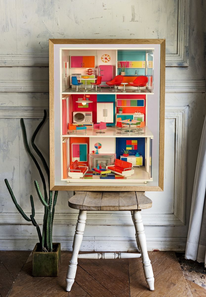 Colorful Dollhouse Interior Poster. — room view 1
