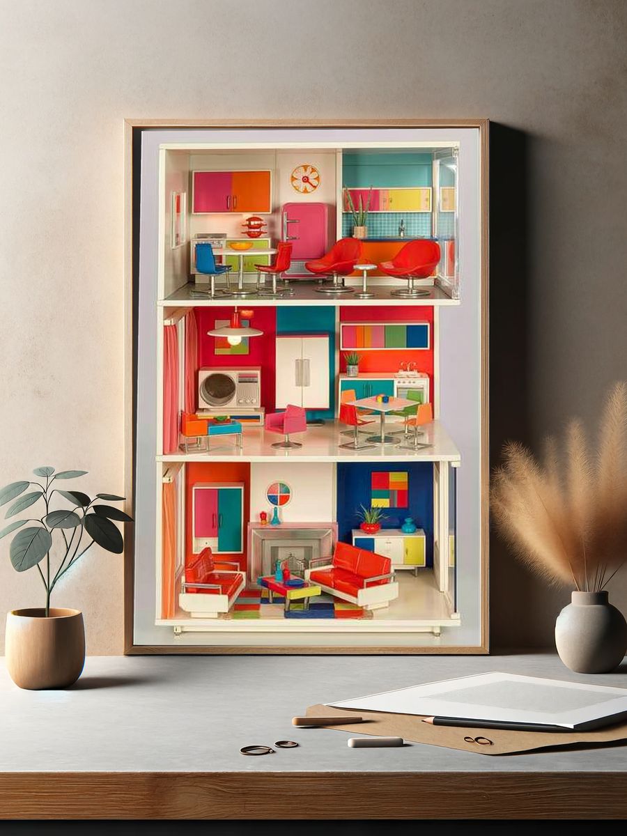 Colorful Dollhouse Interior Poster. — room view 2