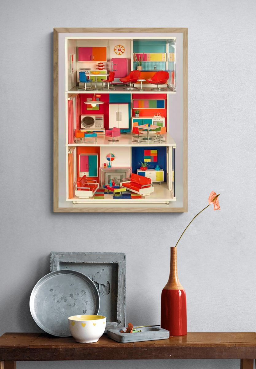 Colorful Dollhouse Interior Poster. — room view 3