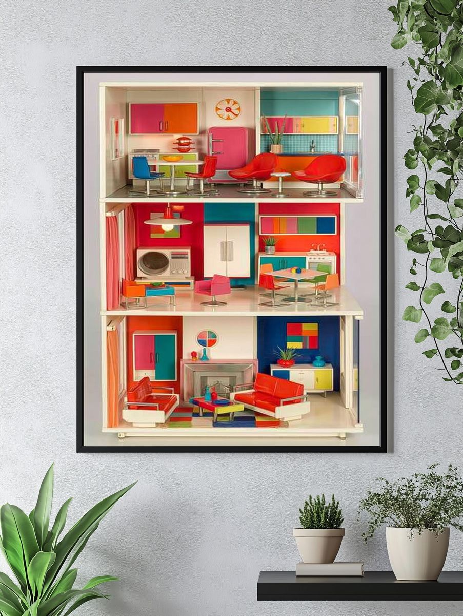 Colorful Dollhouse Interior Poster. — room view 4