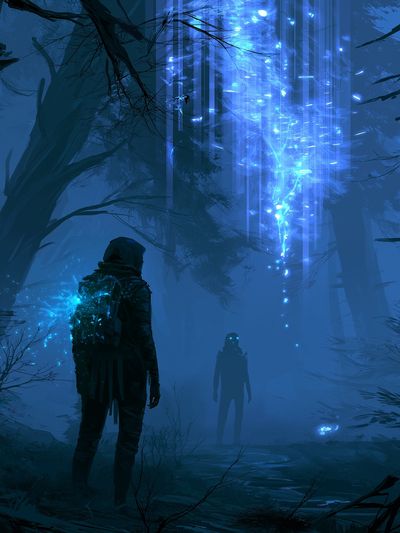 Neon Forest Encounter Print. poster print