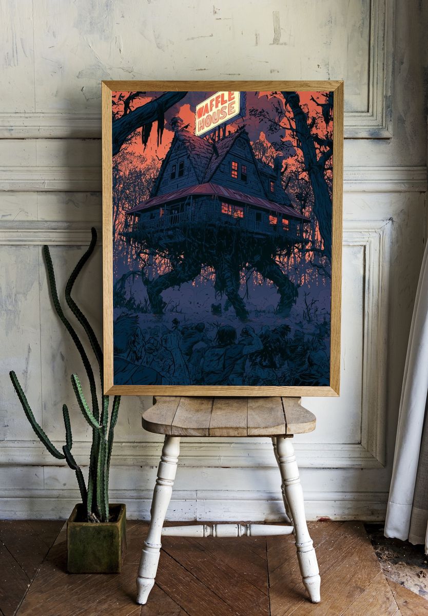 Waffle House Horror Illustration Poster. — room view 1