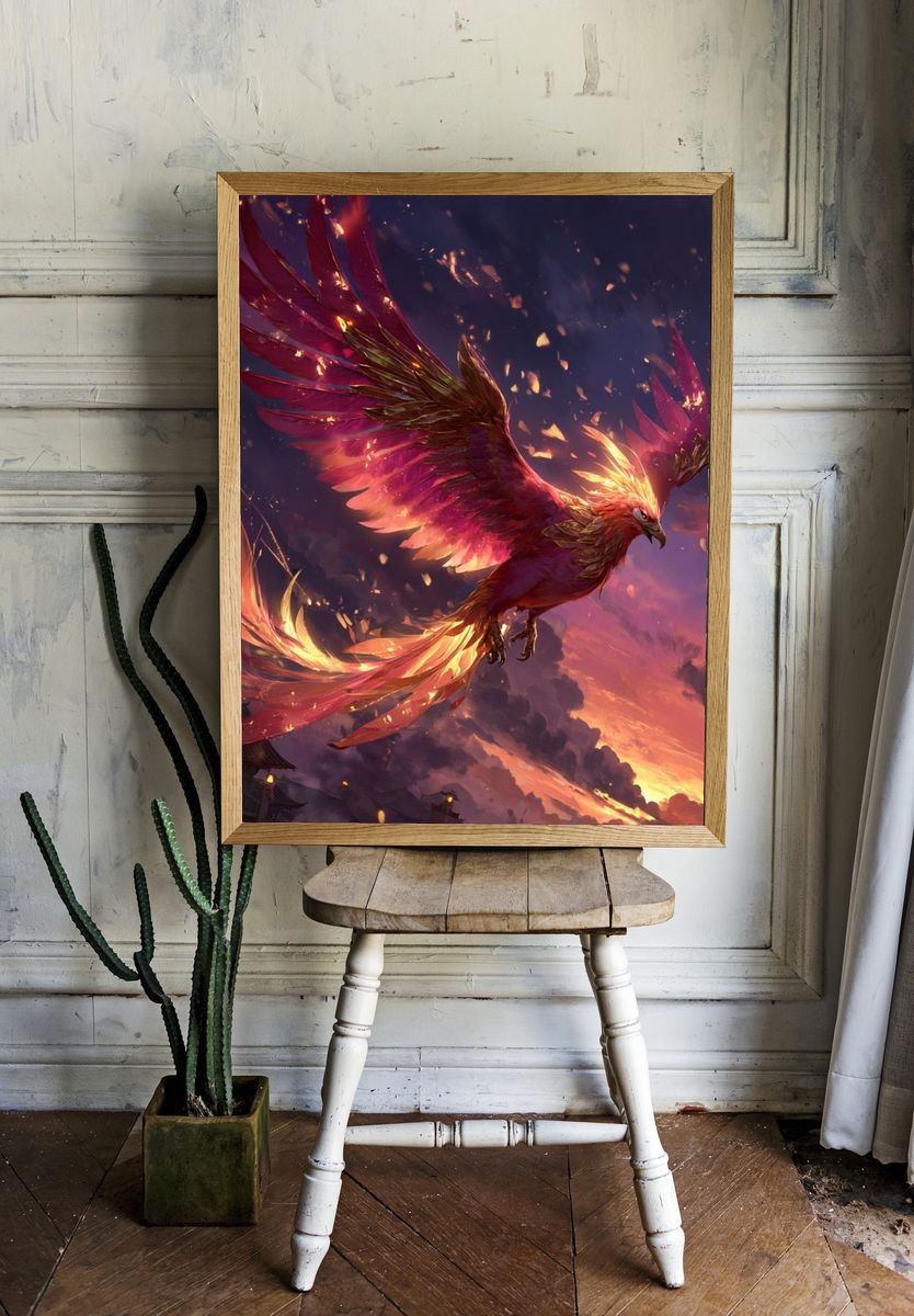 Phoenix at Sunset Illustration Poster. — room view 1