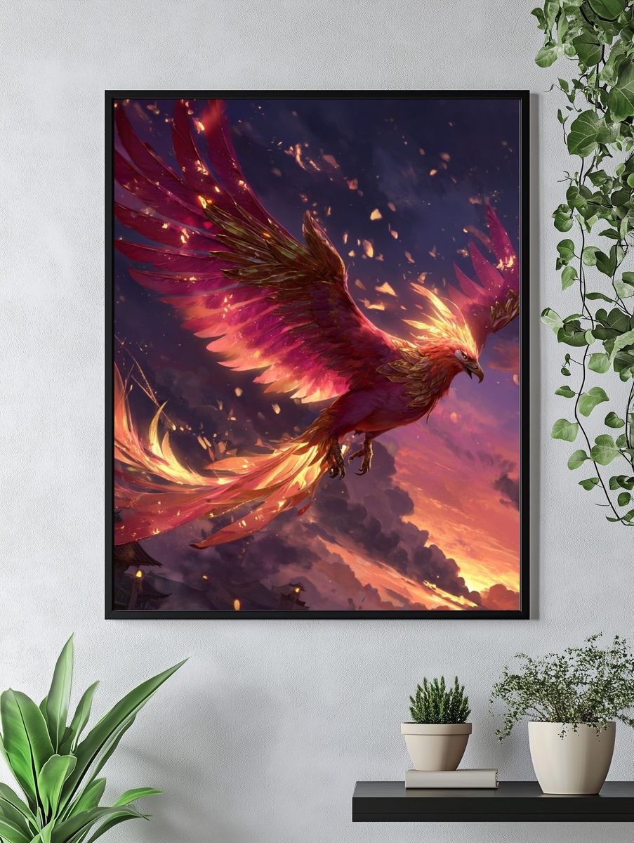 Phoenix at Sunset Illustration Poster. — room view 4