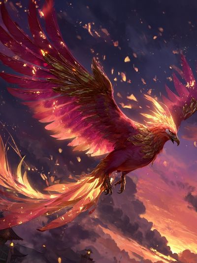 Phoenix at Sunset Illustration Poster. poster print
