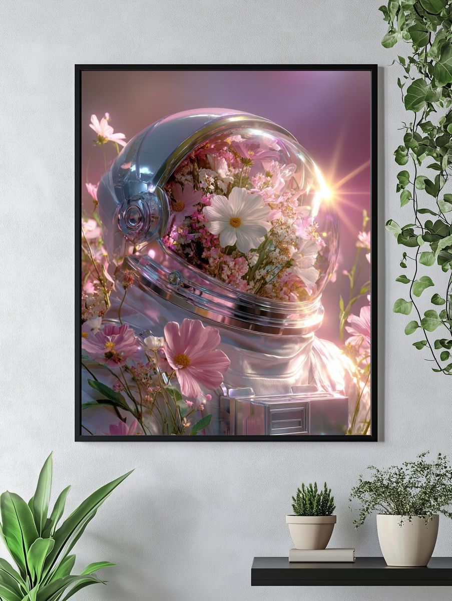 Cosmic Bloom Astronaut Print. — room view 4