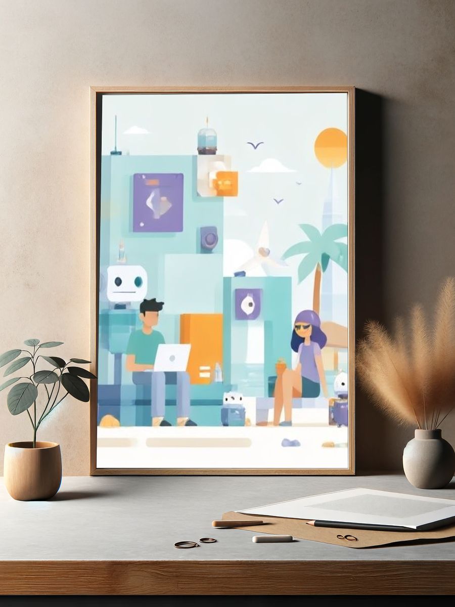 Futuristic Cityscape Illustration Poster. — room view 2