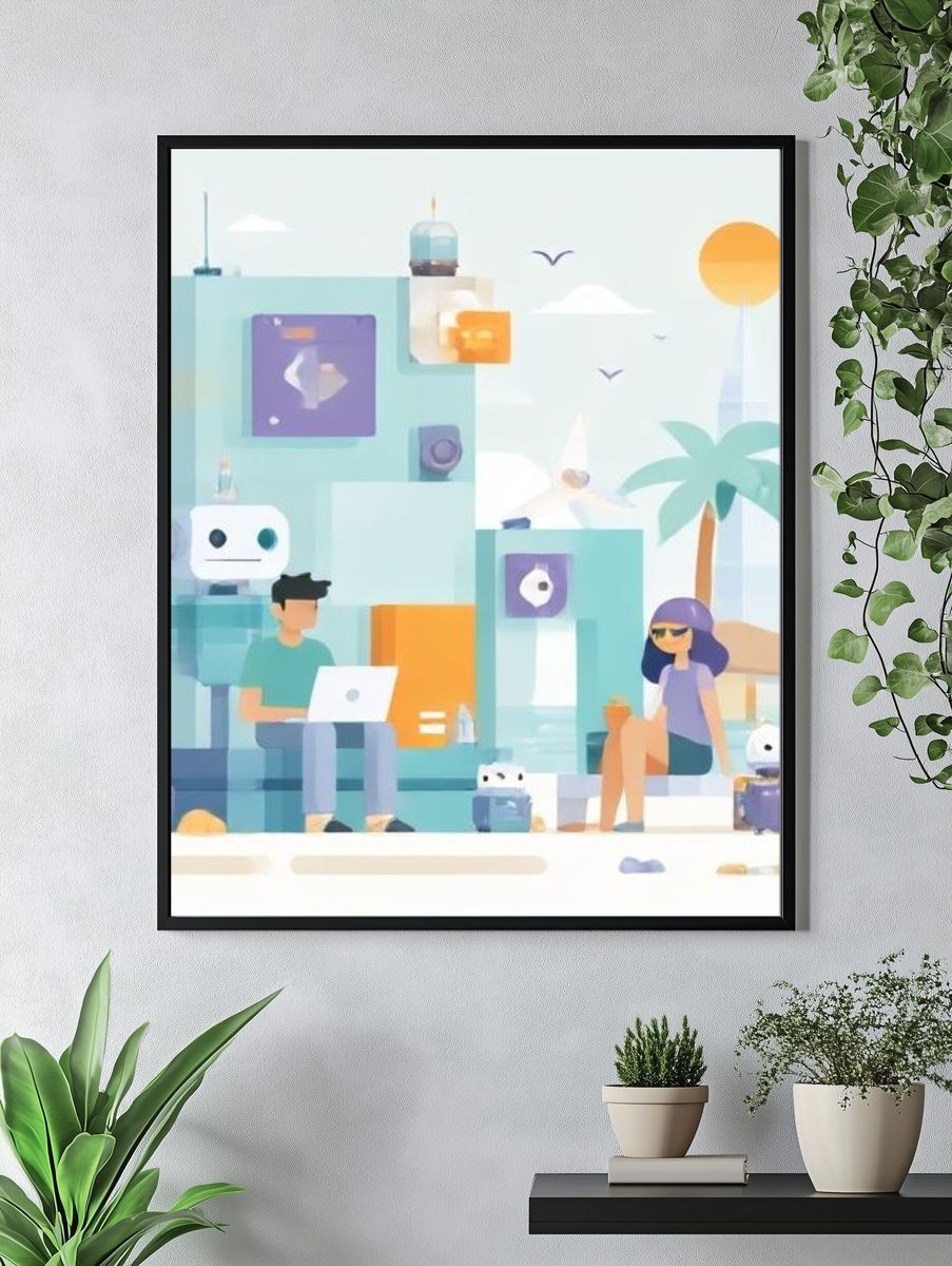 Futuristic Cityscape Illustration Poster. — room view 4