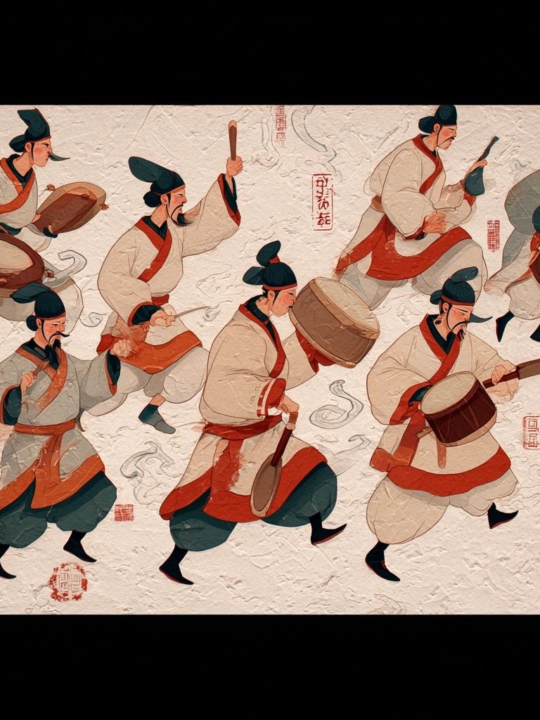 Korean Drummers Illustration Poster. poster — illustration art