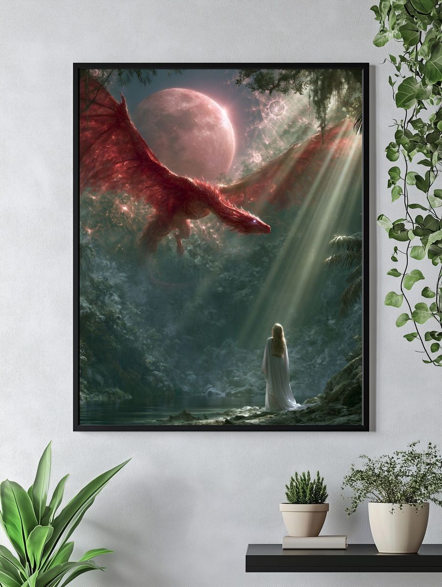 Dragon Moon Forest Fantasy Print. — room view 4