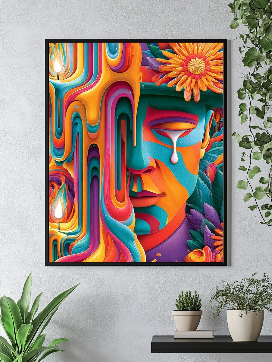 Surreal Colorful Face Illustration Poster. — room view 4