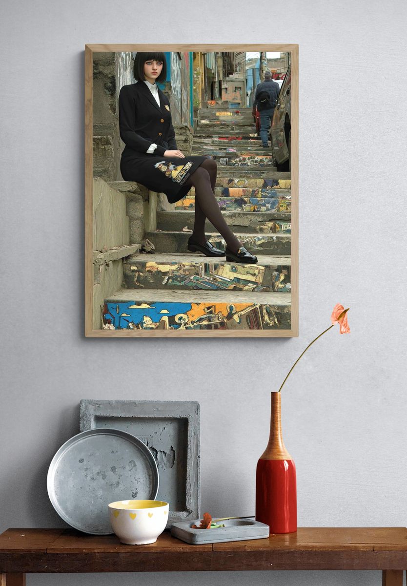 Urban Girl Portrait Illustration Print. — room view 3