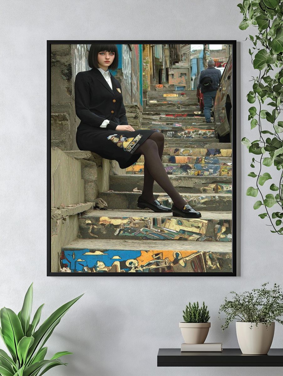 Urban Girl Portrait Illustration Print. — room view 4