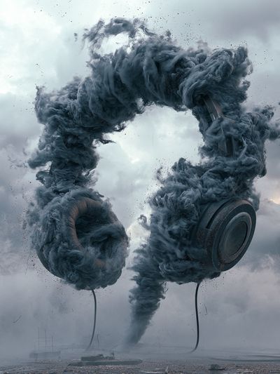Smoke Headphones Surrealism Print. poster print
