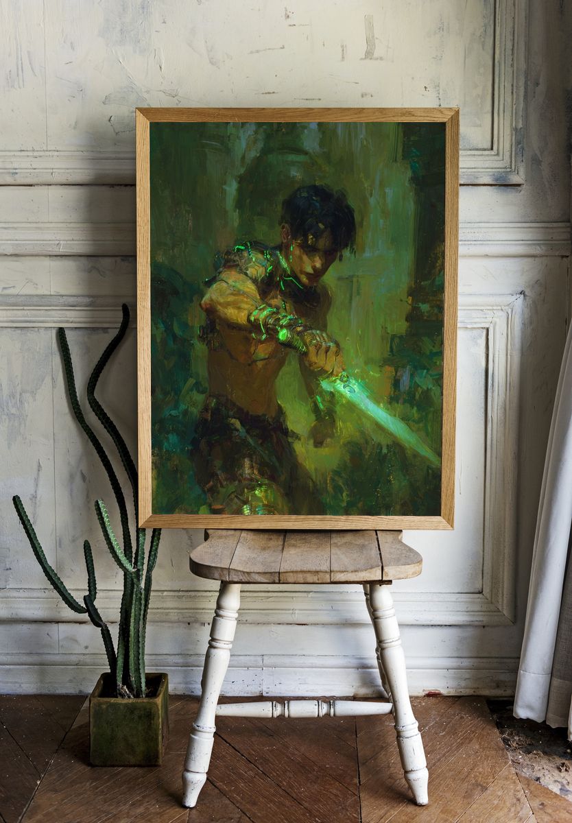 Cyber Warrior — Digital Art Print. — room view 1