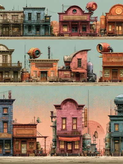Retro Sci-Fi Western Town Print. poster print