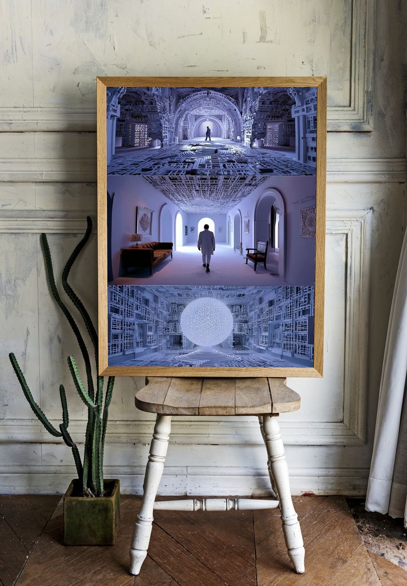 Futuristic White Corridor Print. — room view 1