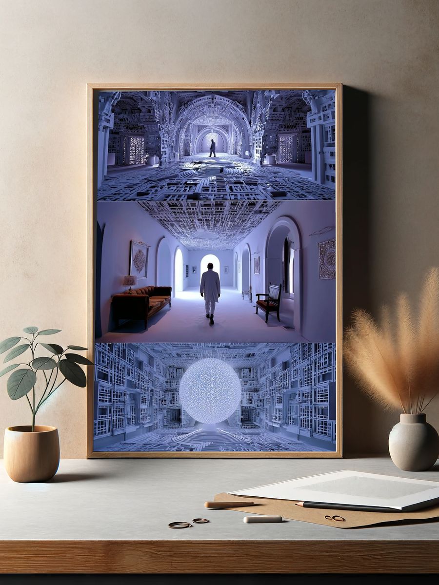 Futuristic White Corridor Print. — room view 2