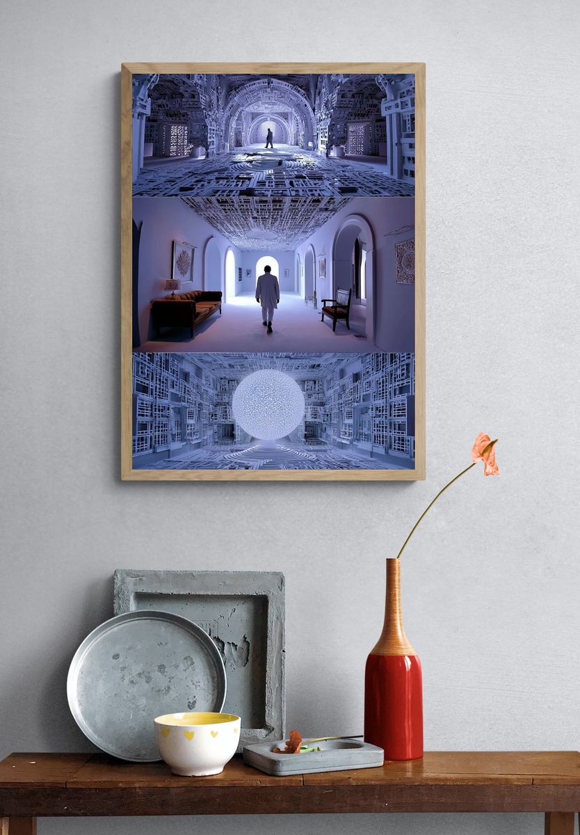 Futuristic White Corridor Print. — room view 3